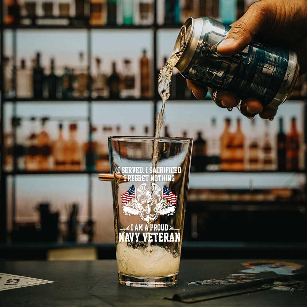 I Am A Navy Veteran Bullet Pint Glass