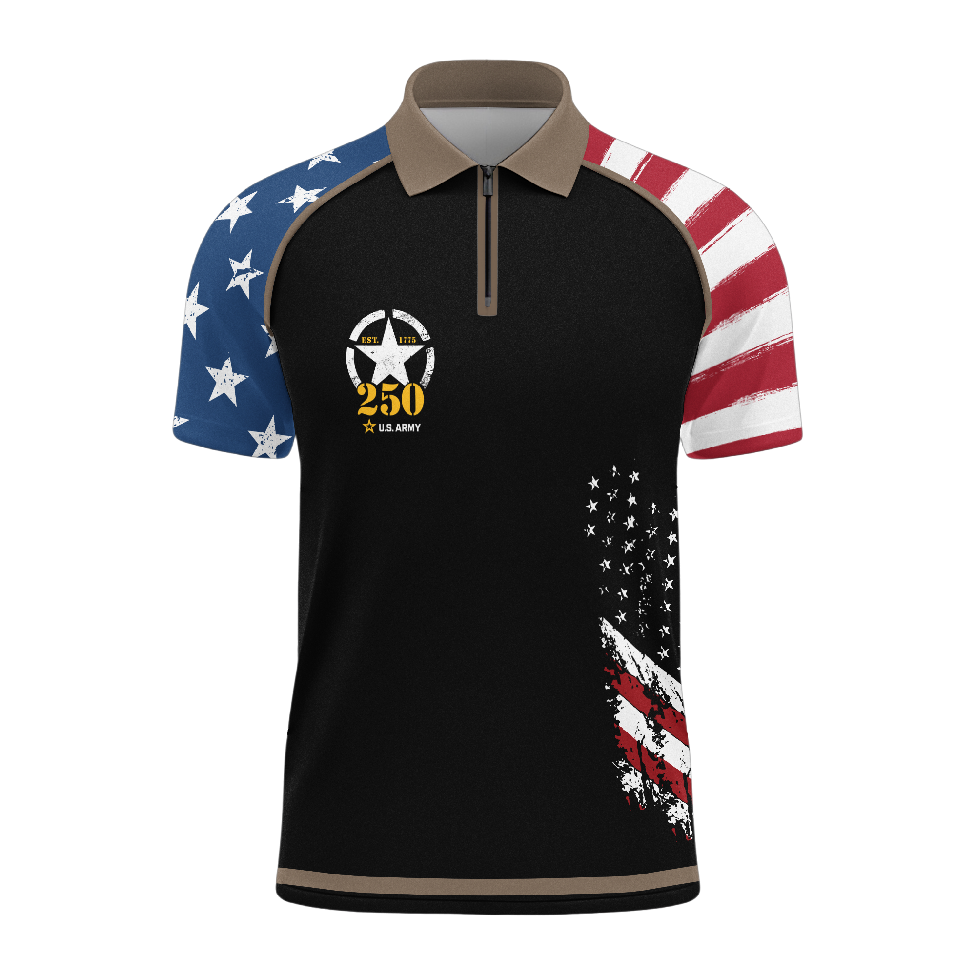 Army 250th Anniversary Raglan Zip Polo Shirt