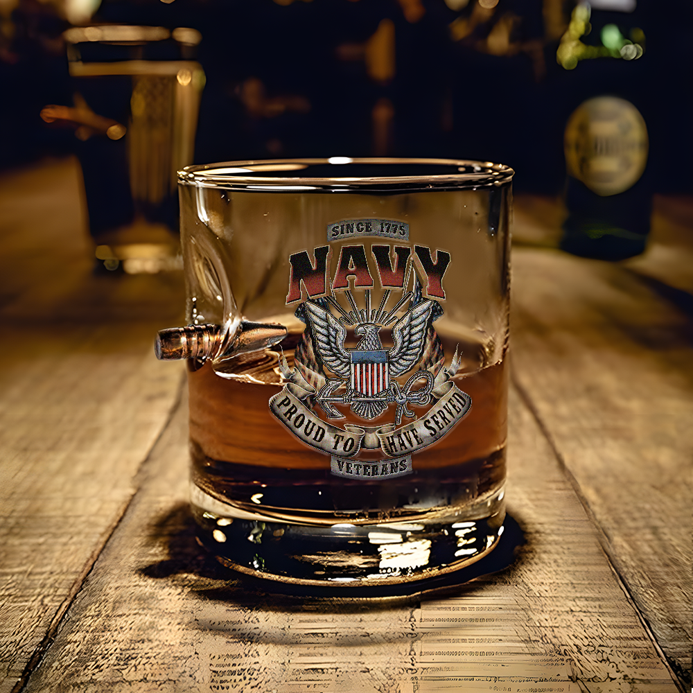 Navy Proud To Have Served Bullet Whiskey Glass