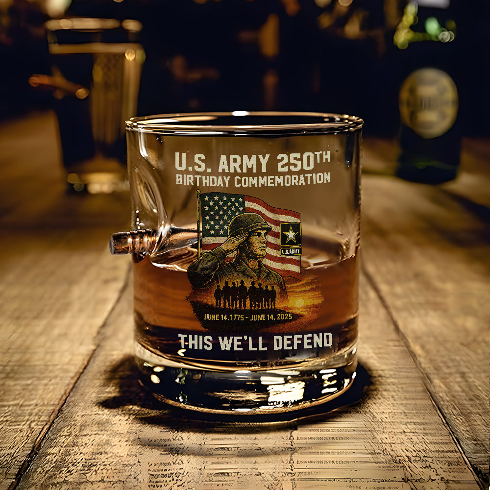 Army 250th Anniversary Bullet Whiskey Glass