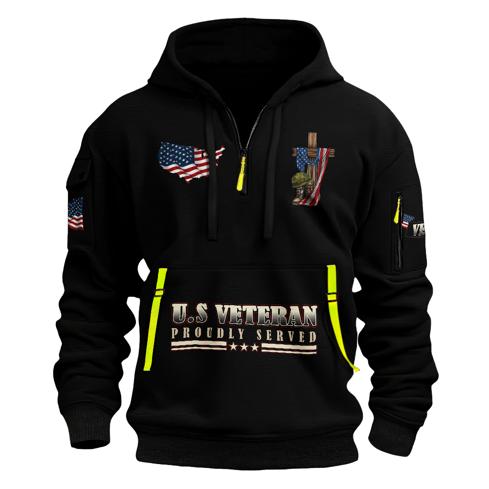 Jesus Christ & U.S Veteran Quarter Zip Hoodie