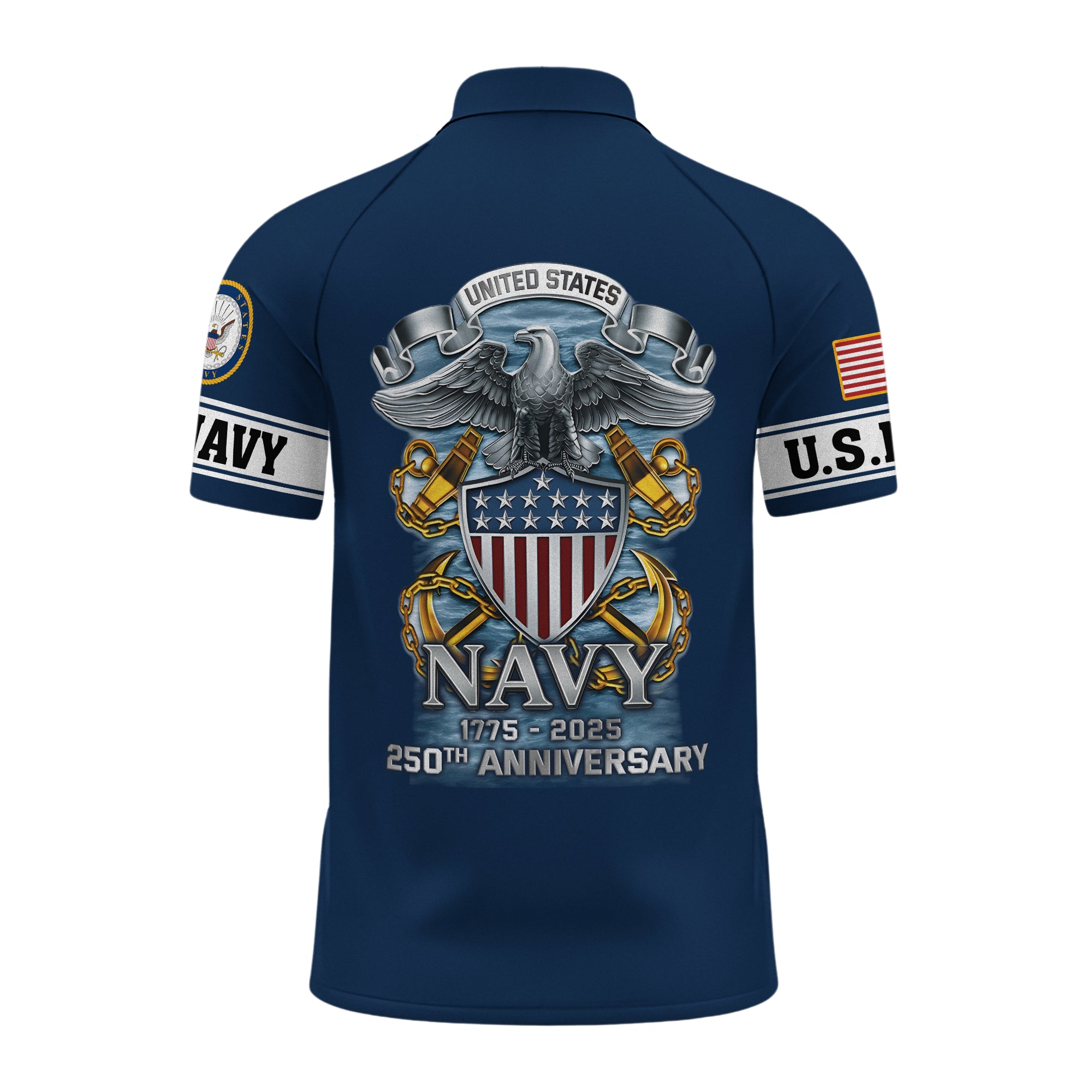 Navy 250th Anniversary Raglan Zip Polo Shirt
