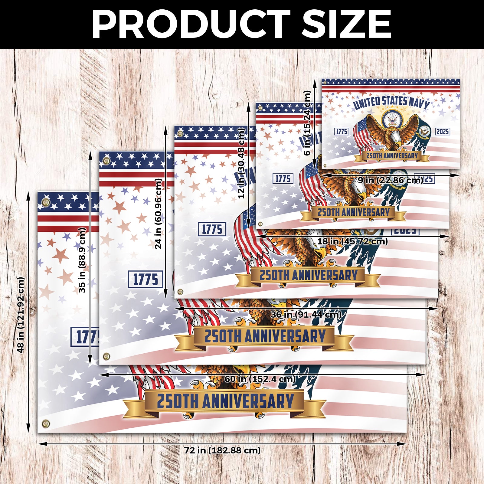 Navy 250th Anniversary House Flag With Flagpole Combo