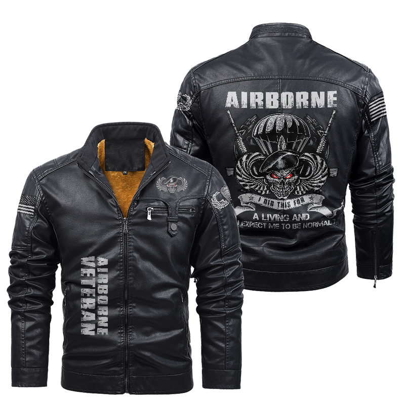 Airborne I Did This For A Living Leather Yellow Fleece Jacket