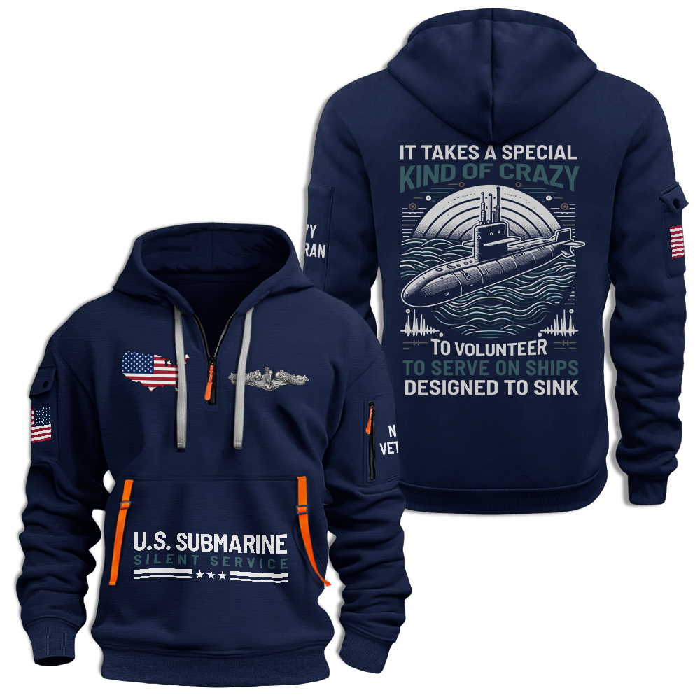 Navy Submarine Quarter Zip Hoodie