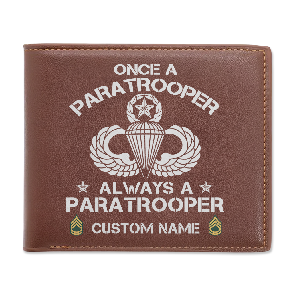 Personalizable Airborne Always A Paratrooper Leather Wallet