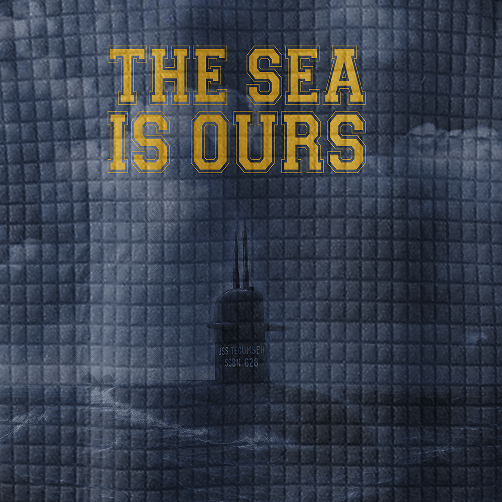 Personalizable Navy Submarine The Sea Is Ours Waffle Stand Collar Sweatshirt