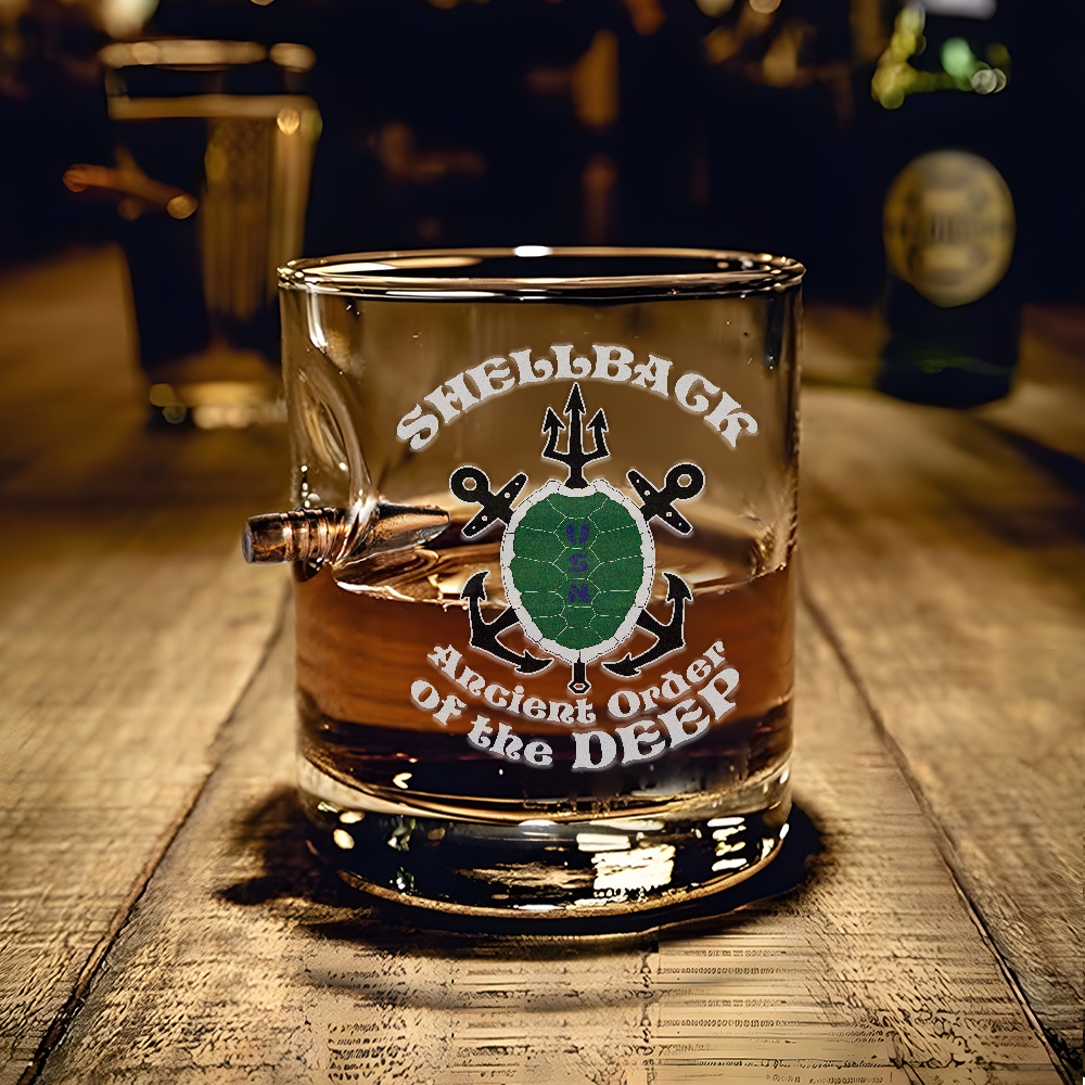 Shellback Ancient Order Of The Deep Bullet Whiskey Glass