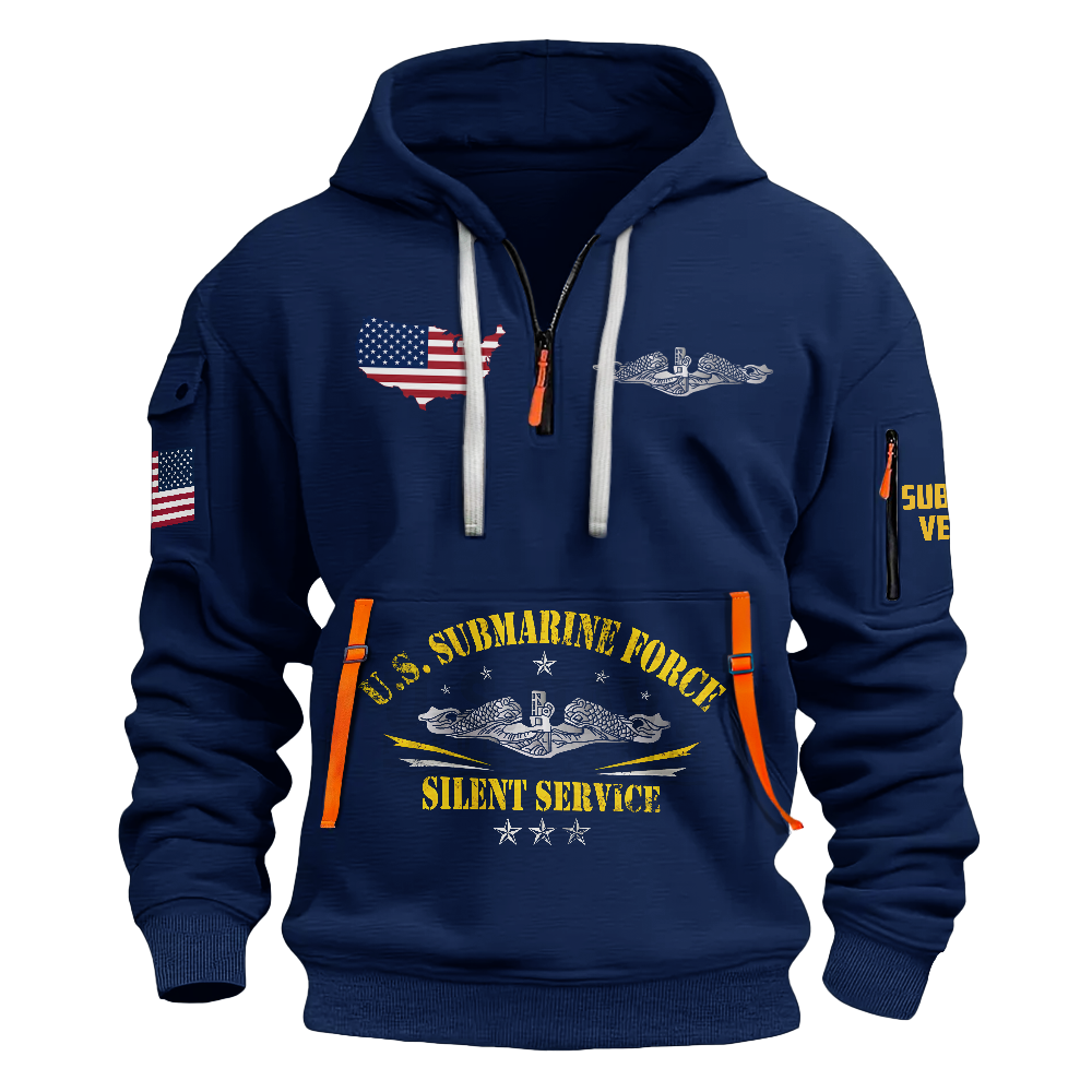 Navy Submarines There's No Reason To Thank Us Quarter Zip Hoodie