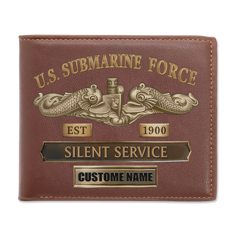 Personalizable Submarine Force Silent Service Leather Wallet