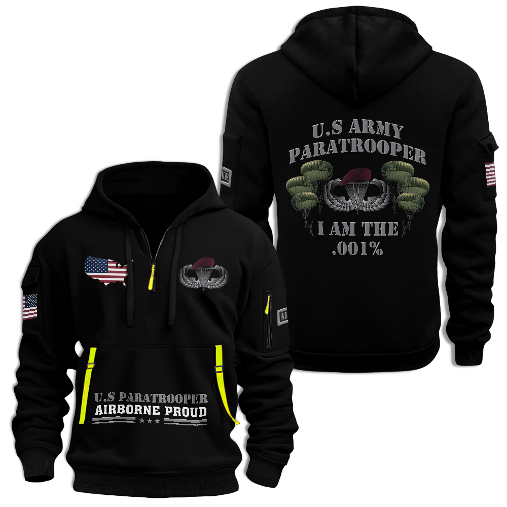 U.S Paratrooper Airborne Proud Quarter Zip Hoodie