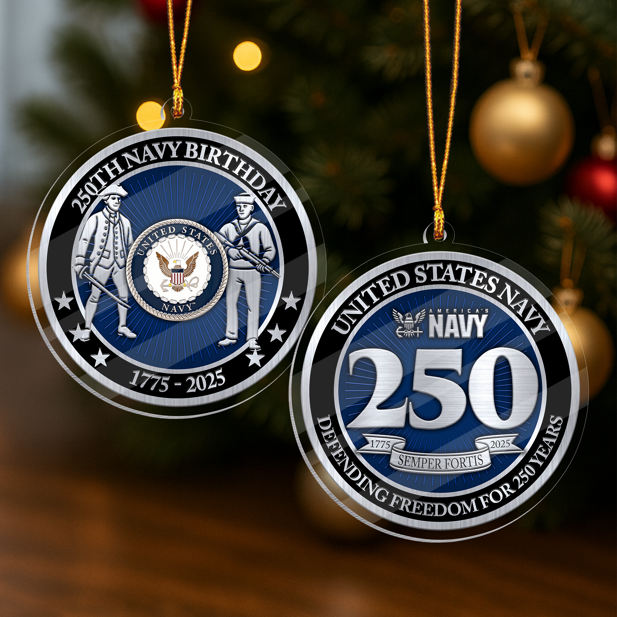 Navy 250th Anniversary Acrylic Ornament