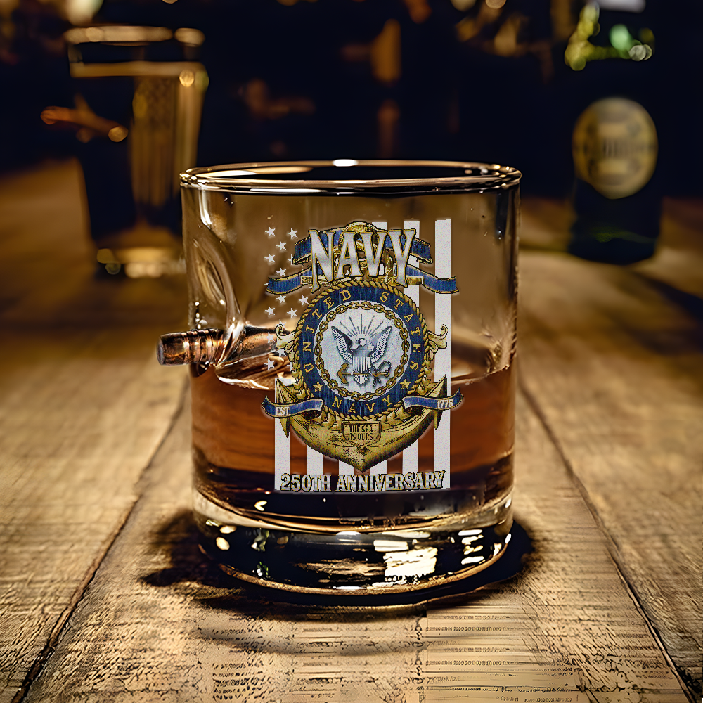 Navy 250th Anniversary Bullet Whiskey Glass