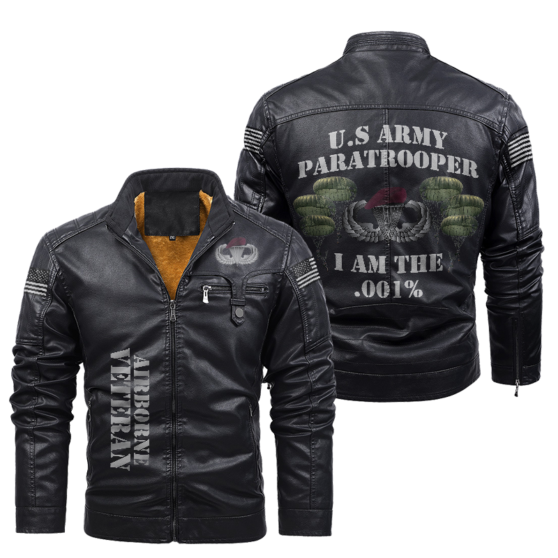 Army Paratrooper I Am the .001% Leather Yellow Fleece Jacket