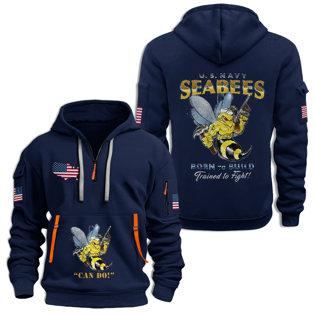 Navy Seabees We Build We Fight Quarter Zip Hoodie