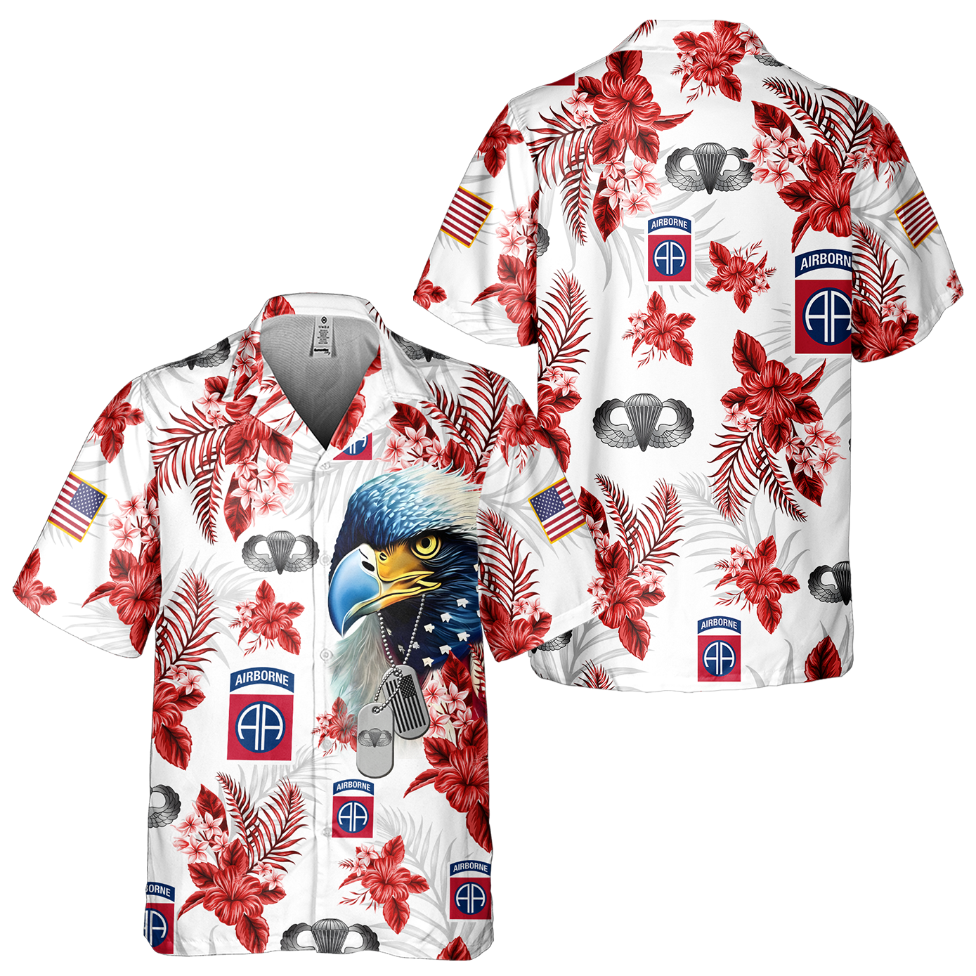 82nd Airborne Tropical Flower Cuban Shirt & Cuban Shirt Combo