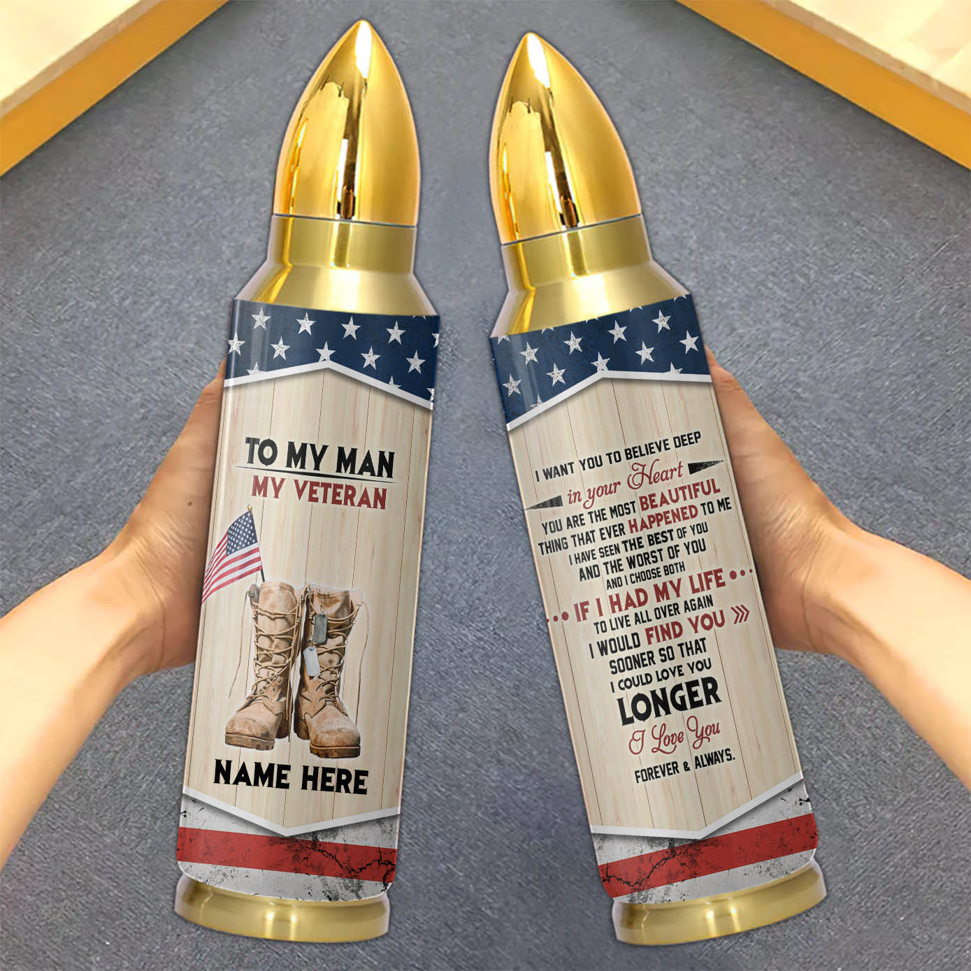 To My Man My Veteran Bullet Tumbler