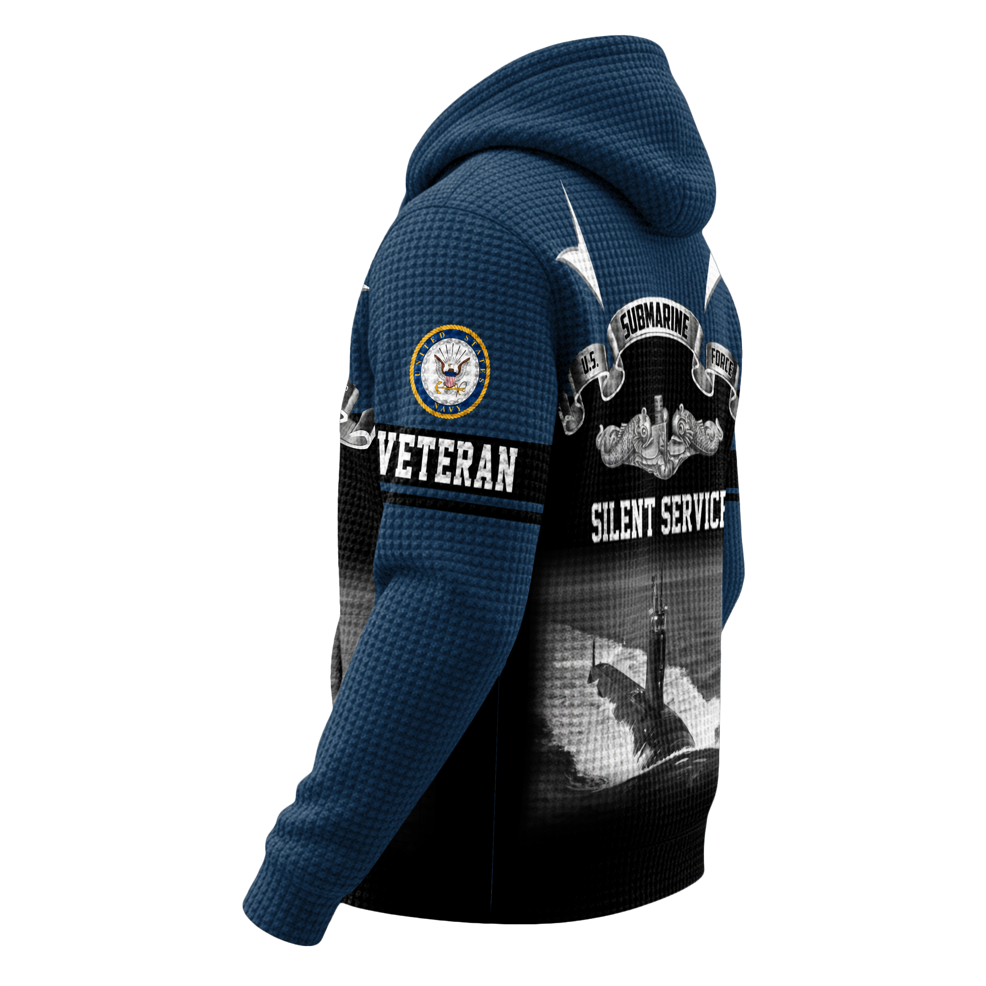 Navy Submarine Quarter Zip Waffle Hoodie