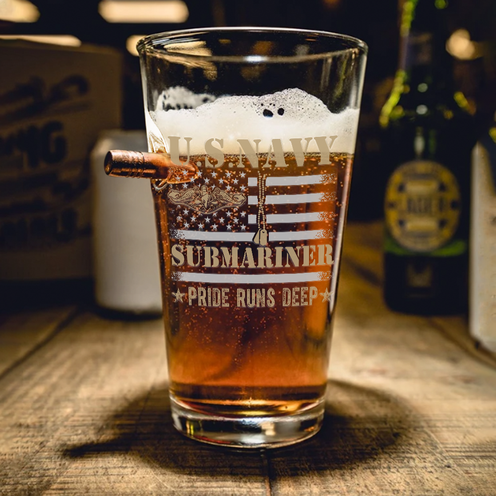 Navy Submariner Pride Runs Deep Bullet Pint Glass