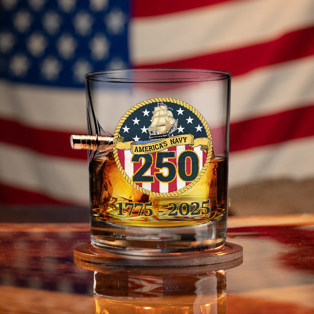 Navy 250th Anniversary Bullet Whiskey Glass