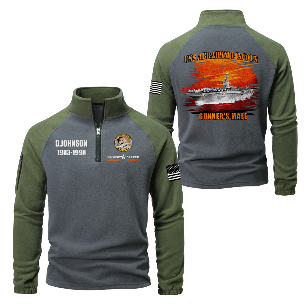 Personalizable Navy Ship Half-Zip Raglan Sweatshirt