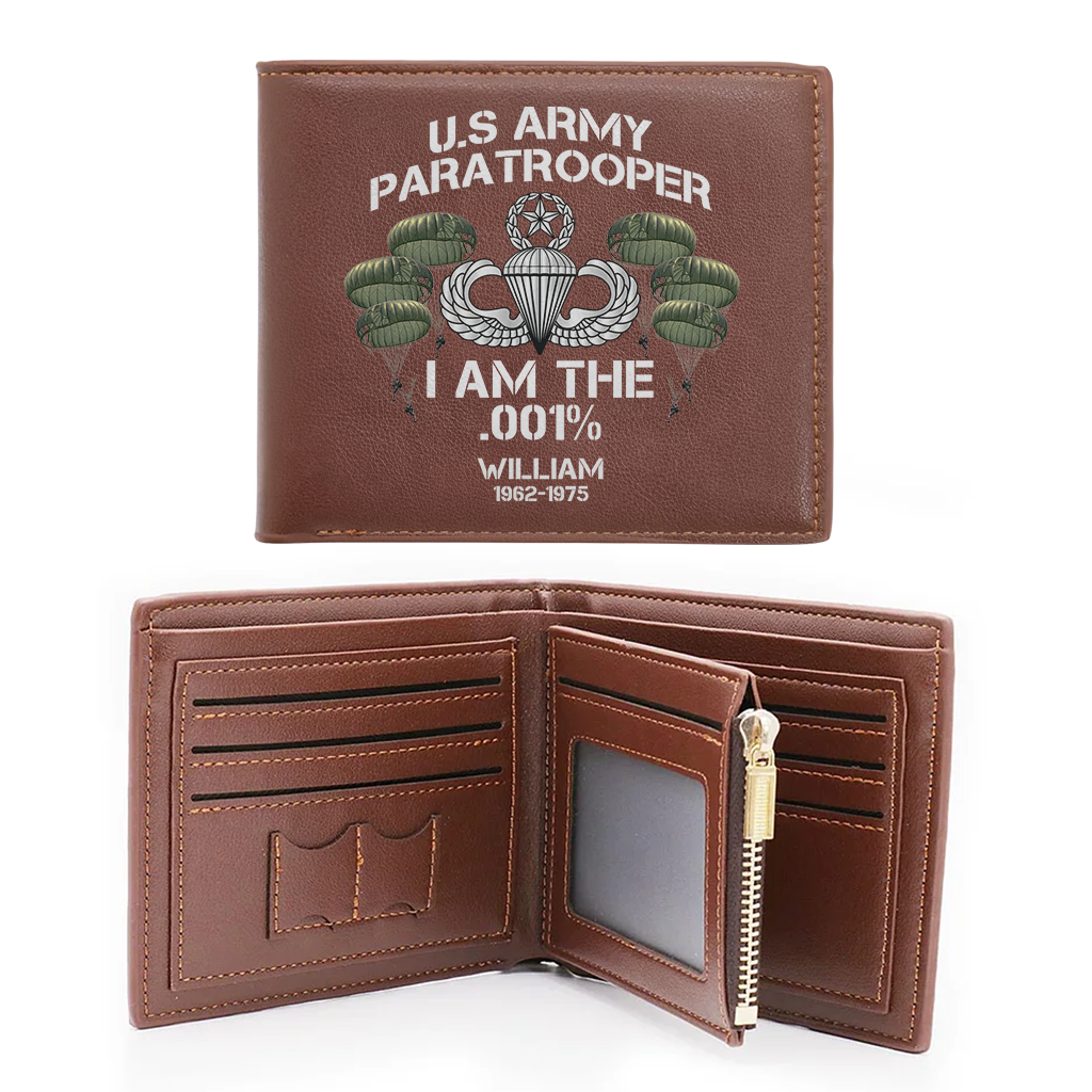 Personalizable Airborne Paratrooper I Am The .001% Leather Wallet