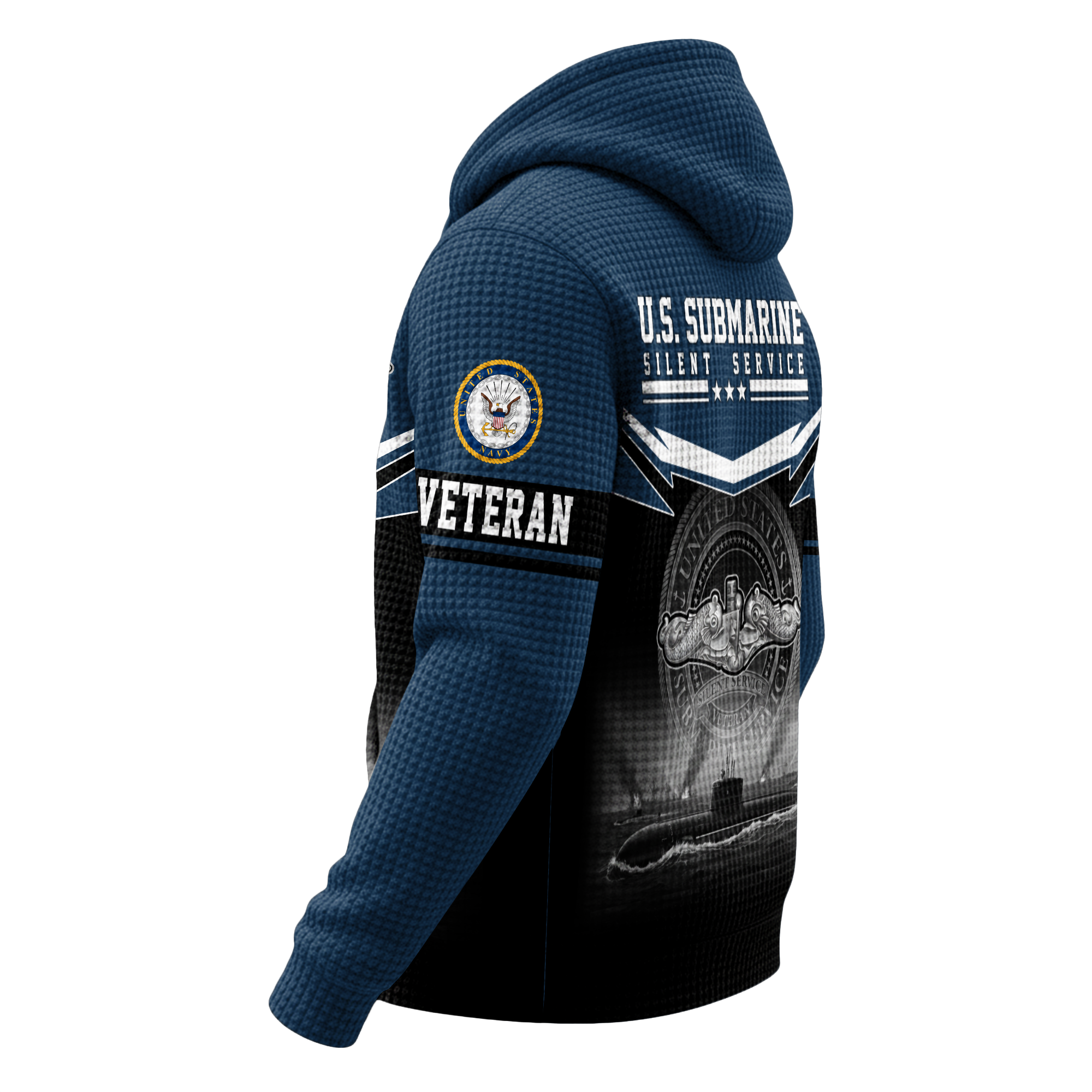 Navy Submarine Quarter Zip Waffle Hoodie