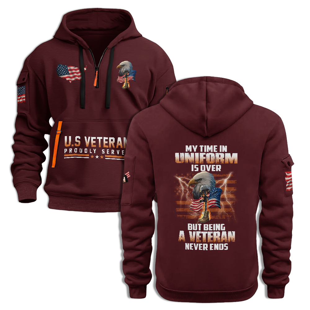 Being A Veteran Never Ends Quarter Zip Hoodie