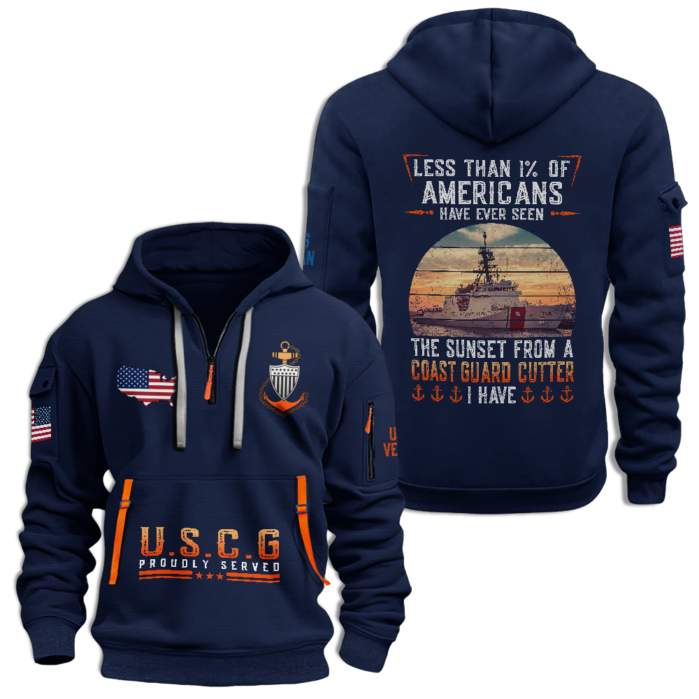 Less Than 1% Coast Guard Cutter Quarter Zip Hoodie