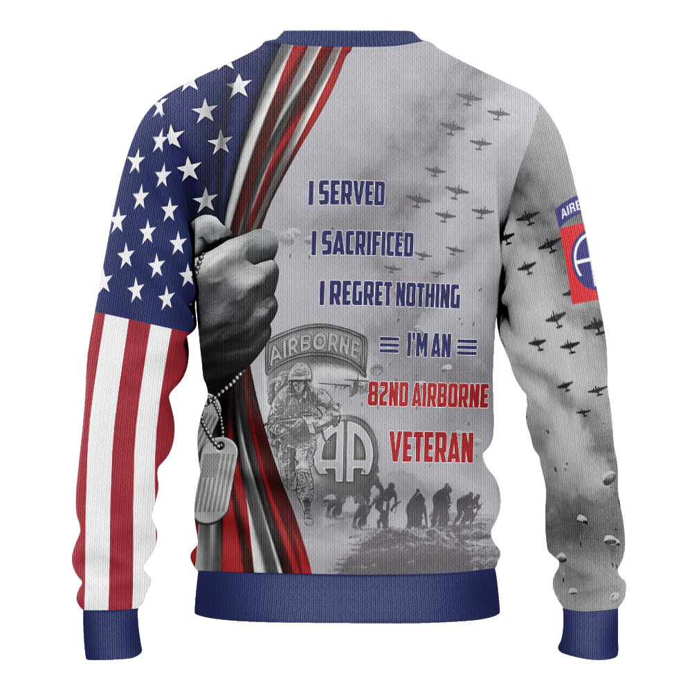 Served Sacrificed Regret Nothing Airborne Knitted Sweatshirt