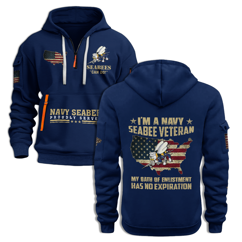 I Am A Navy Seabee Veteran Quarter Zip Hoodie