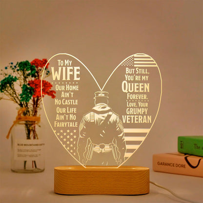 Veteran's Wife To My Wife - 3D LED LAMP