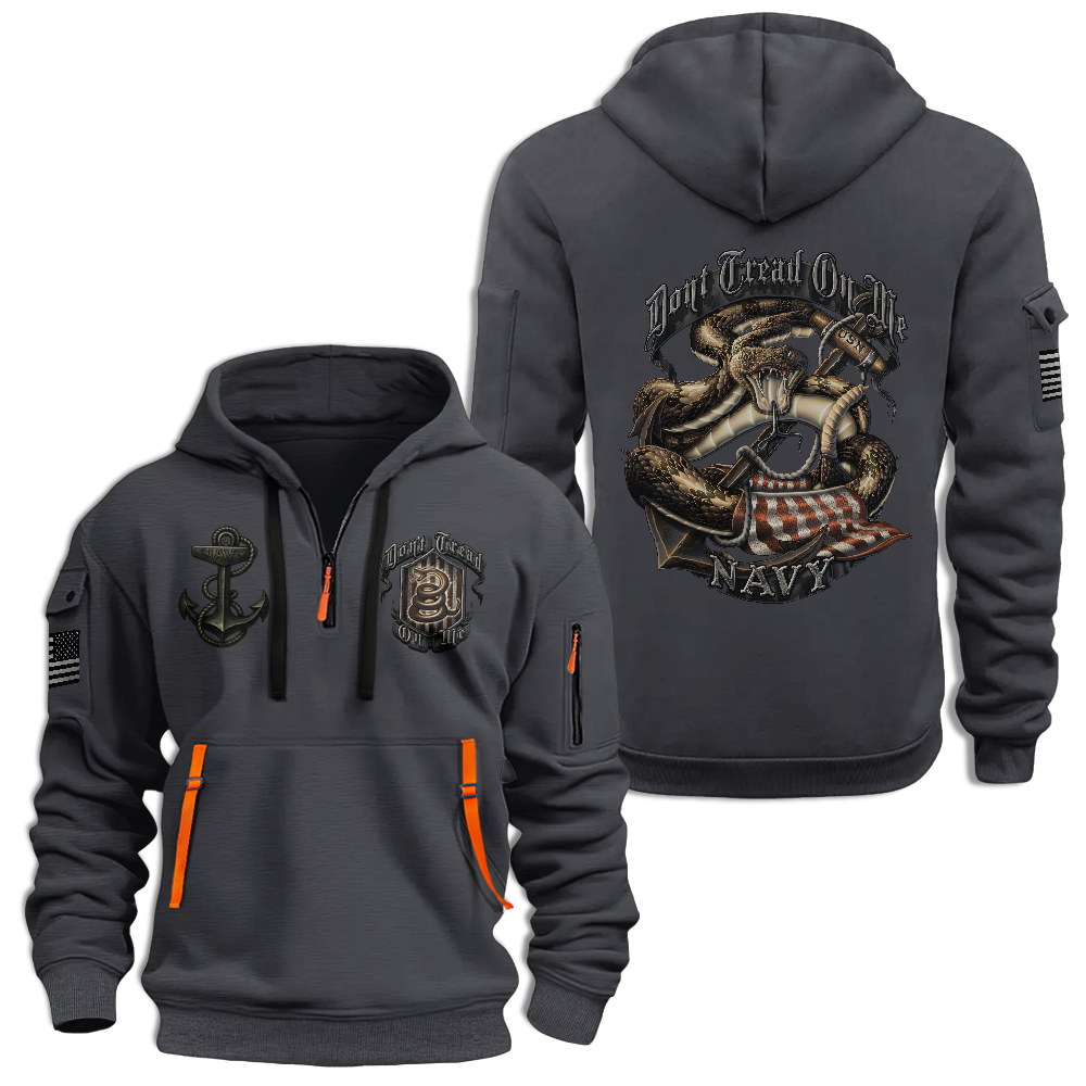 Navy Don't Tread On Me Quarter Zip Hoodie
