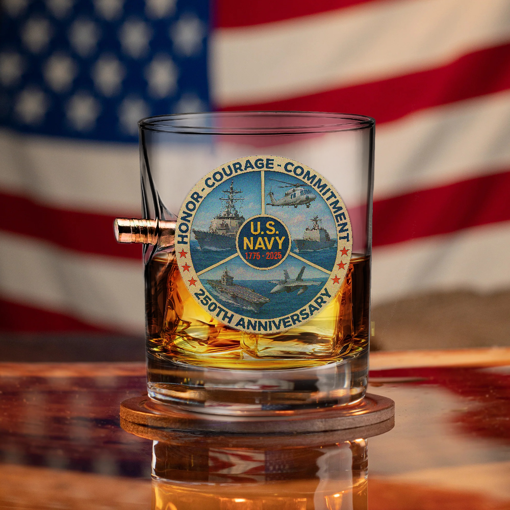 Navy 250th Anniversary Bullet Whiskey Glass