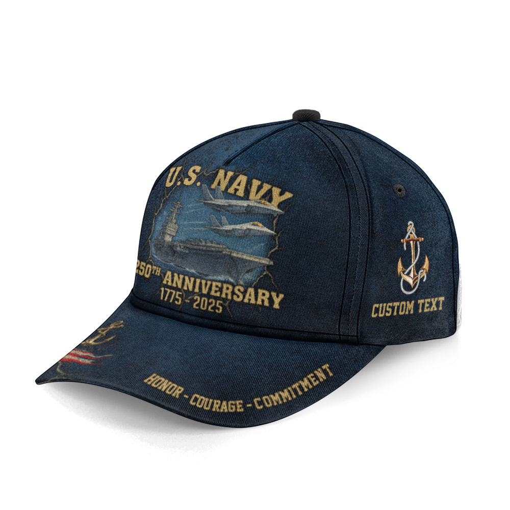 Personalizable Navy 250th Anniversary Classic Cap