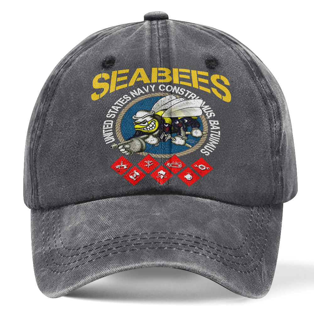Personalizable Navy Seabee Washed Cap