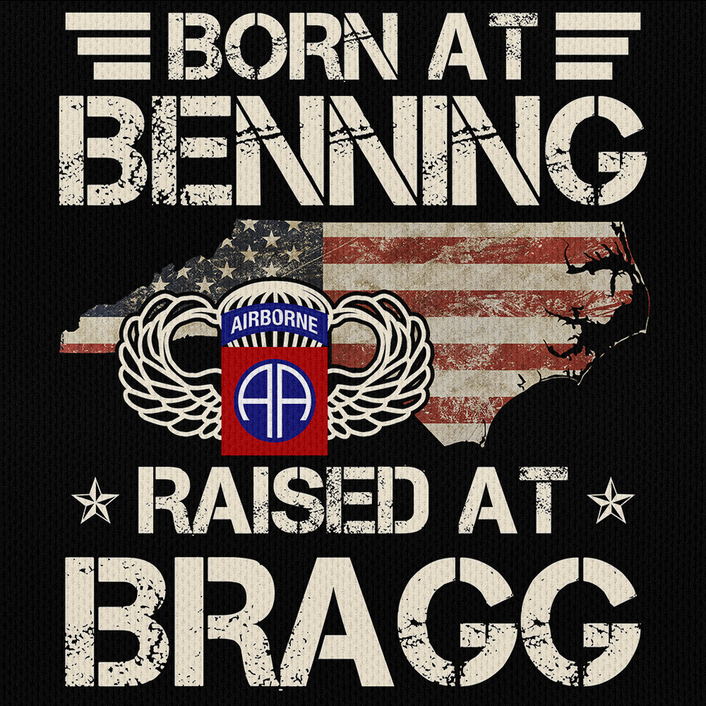 Airborne Born At Benning Raised At Bragg Raglan Zip Polo Shirt