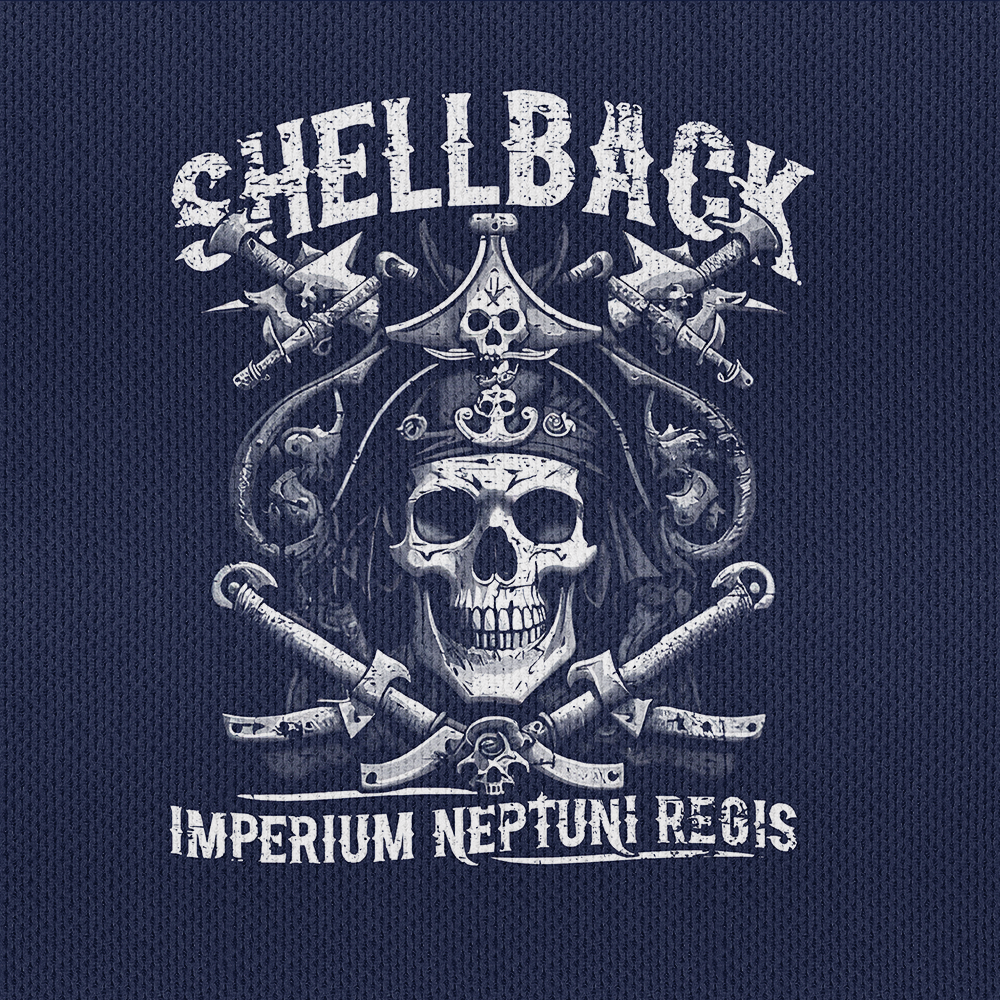 Navy Shellback Ancient Order Of The Deep Raglan Zip Polo Shirt