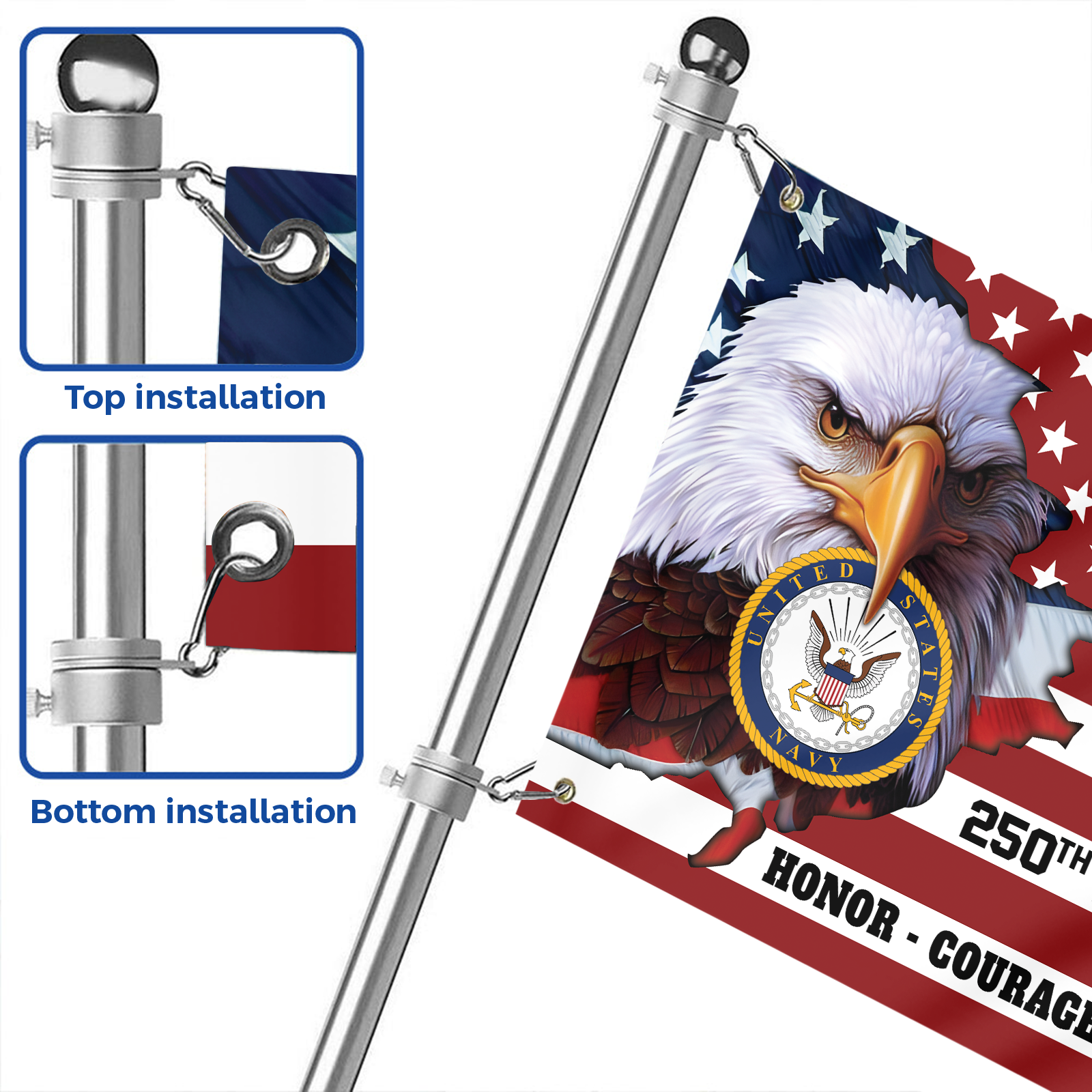 Navy 250th Anniversary House Flag