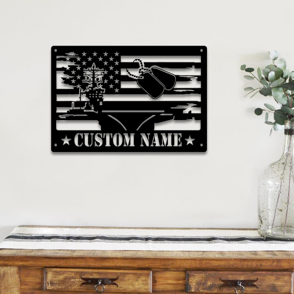 Personalized Navy Ship Aircraft Carrier Metal Sign Wall Art