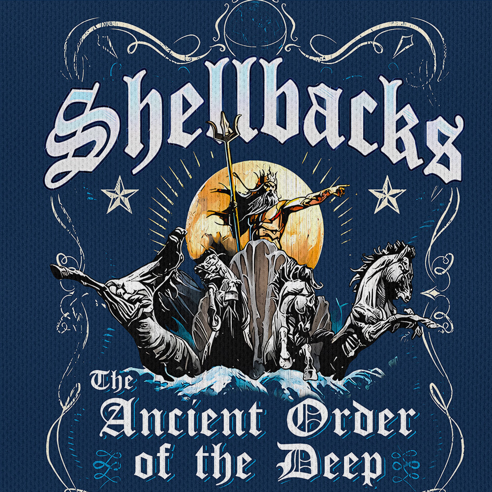 Navy Shellback Ancient Order Of The Deep Raglan Zip Polo Shirt