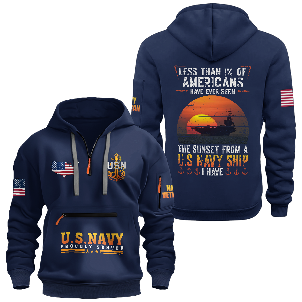 Less Than 1% Sunset Zipper Pouch Quarter-Zip Hoodie