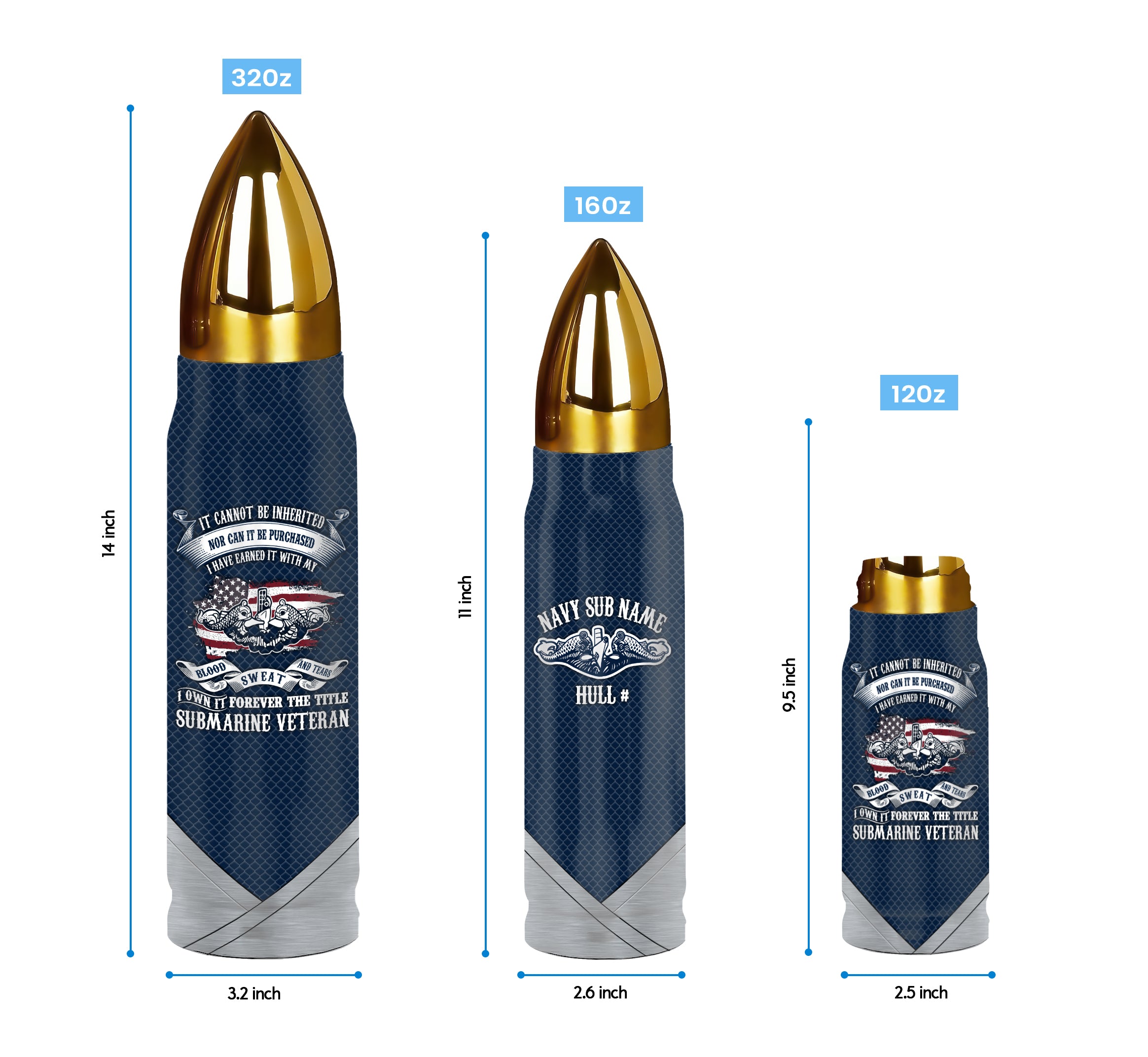 Navy Submarine Bullet Tumbler