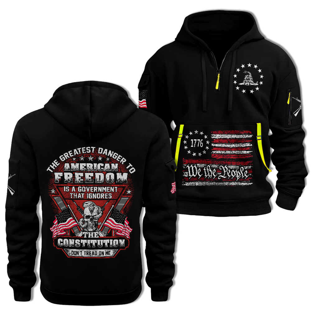 The Greatest Danger To American Freedom Quarter Zip Hoodie