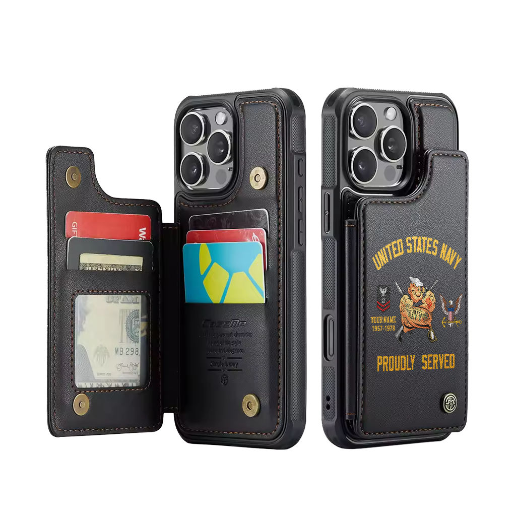 Personalizable Navy Proudly Served Wallet Phone Case