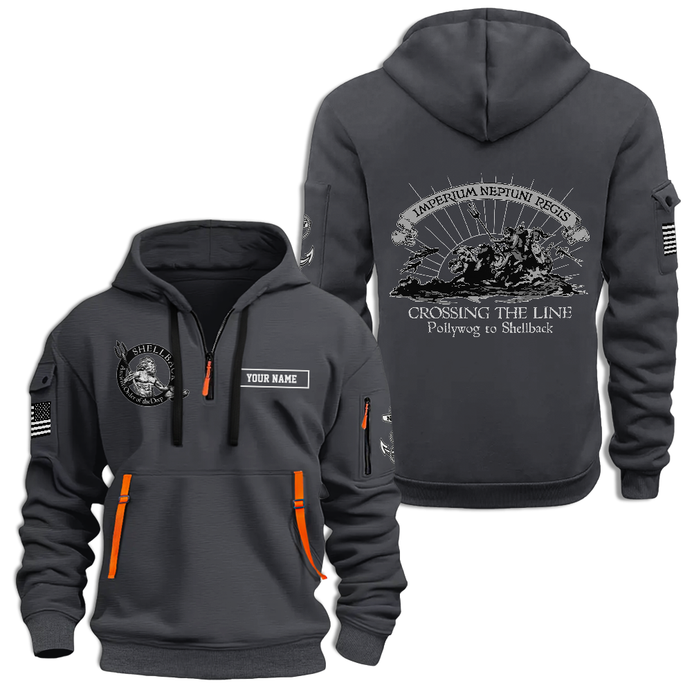 Personalizable Shellback Crossing The Line Quarter Zip Hoodie