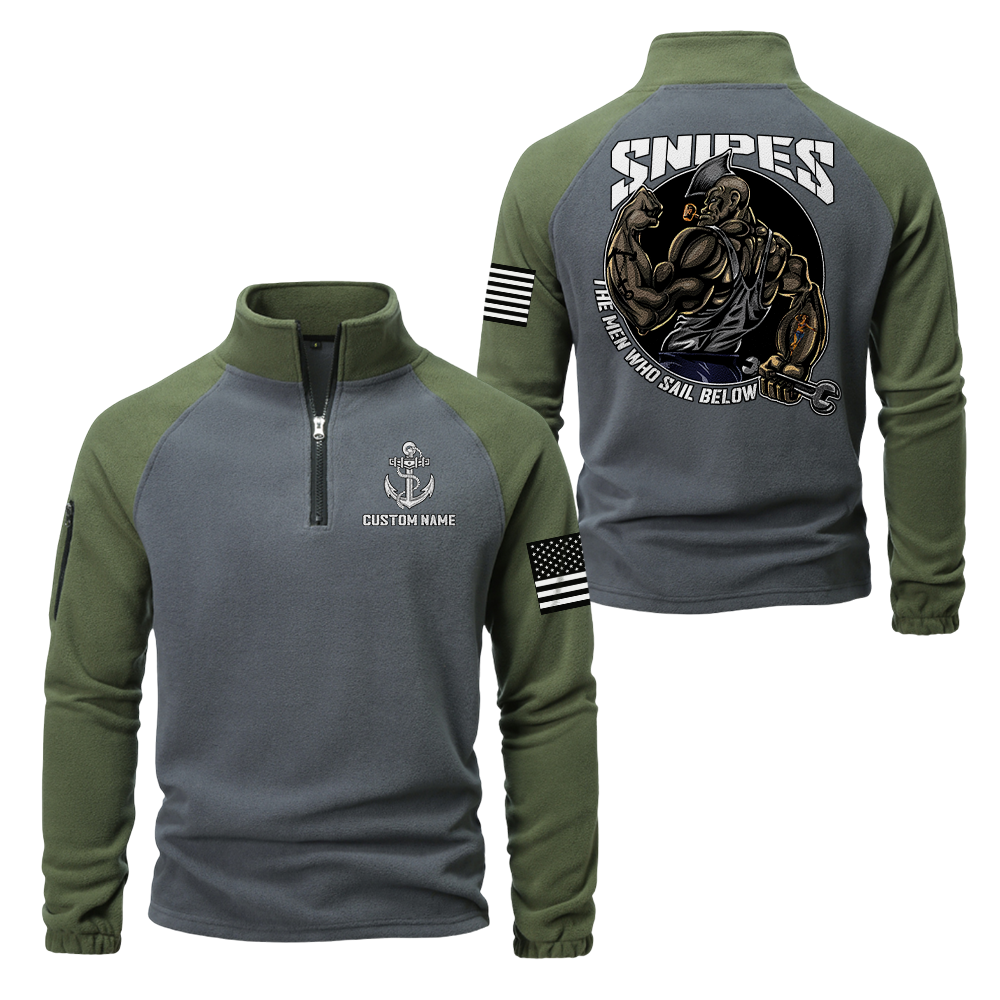 Personalizable Navy Snipes Half-Zip Raglan Sweatshirt