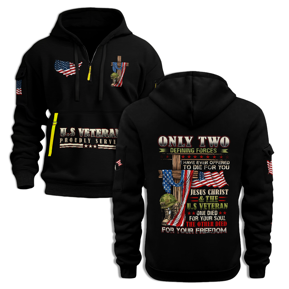 Jesus Christ & U.S Veteran Quarter Zip Hoodie