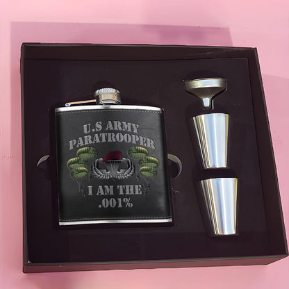 Airborne Army Paratrooper I'm the .001% Leather Flask