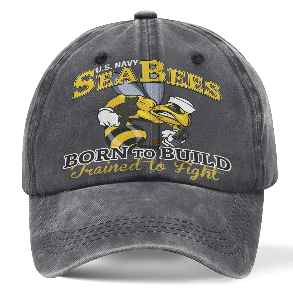 Personalizable Navy Seabee Washed Cap